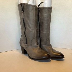 Gray Leather Women's Boots